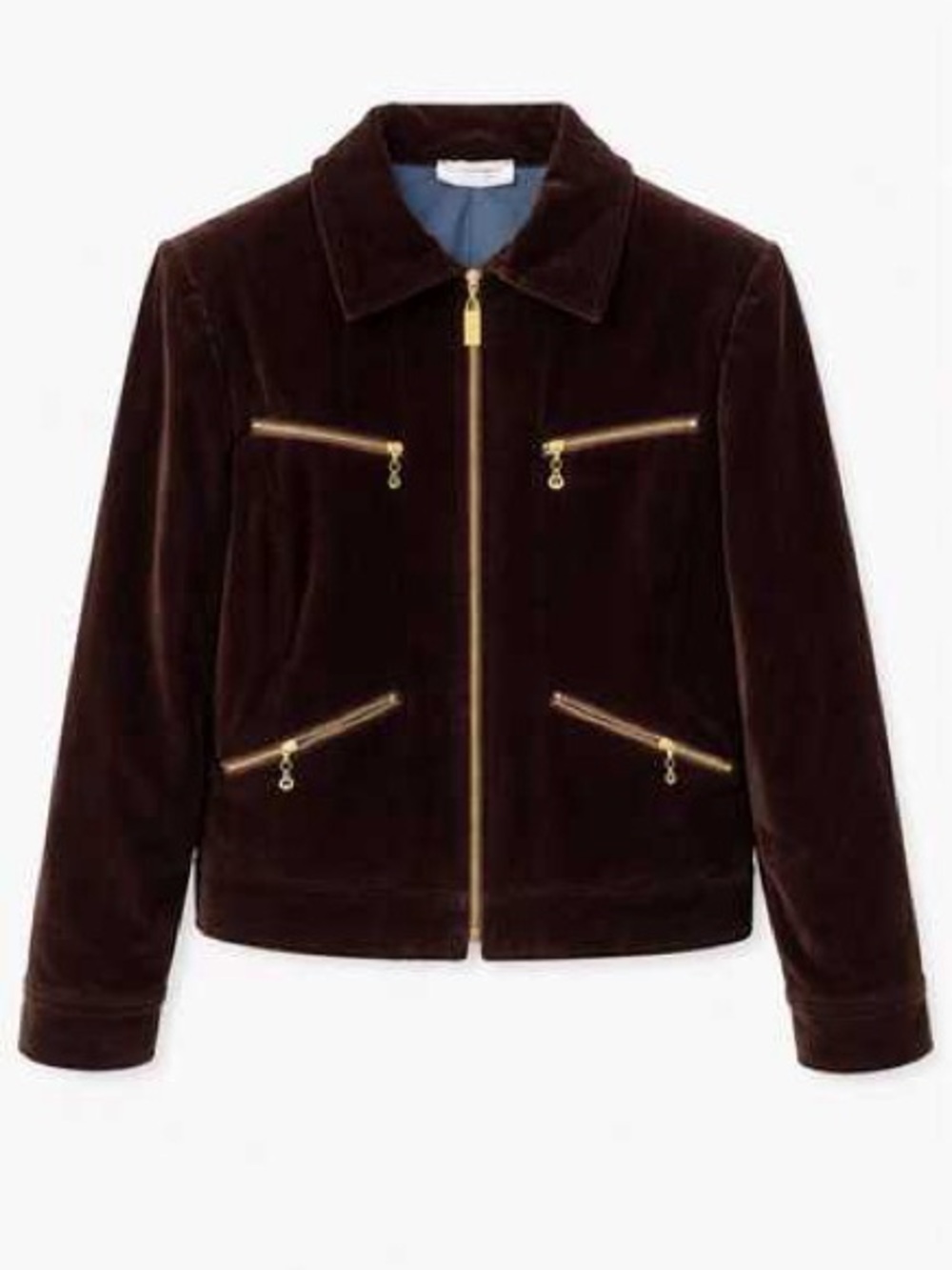 St John Sport by Marie Gray Velvet Zip-Front Jacket in Dark Brown